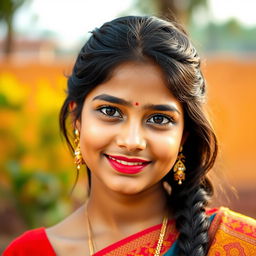 A simple and beautiful portrait of a 20-year-old Indian girl showcasing traditional Bihari style