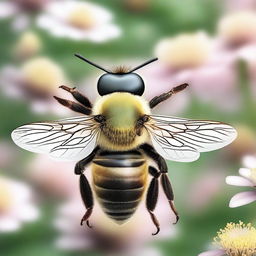 A hyper-realistic image of a bee