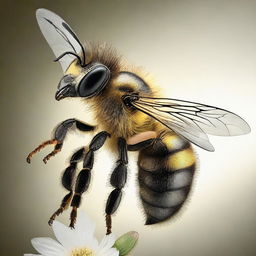 A hyper-realistic image of a bee