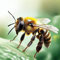 A hyper-realistic image of a bee