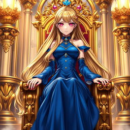 An eye-catching light novel cover featuring a tall adult female character with long, glossy golden hair that shines beautifully
