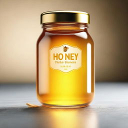 A hyper-realistic image of a jar of honey