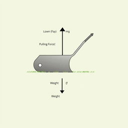 A clear and simple diagram of a lawn roller, featuring labeled arrows