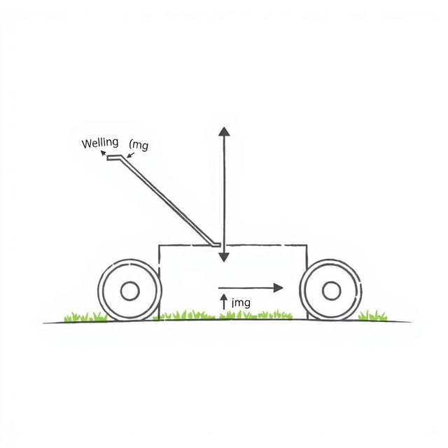 A clear and simple diagram of a lawn roller, featuring labeled arrows
