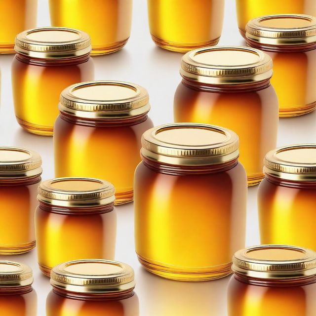 A hyper-realistic image of a jar of honey