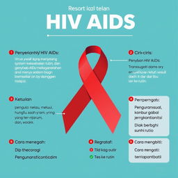 Poster tentang HIV AIDS yang informatif dan menarik, menampilkan: 1