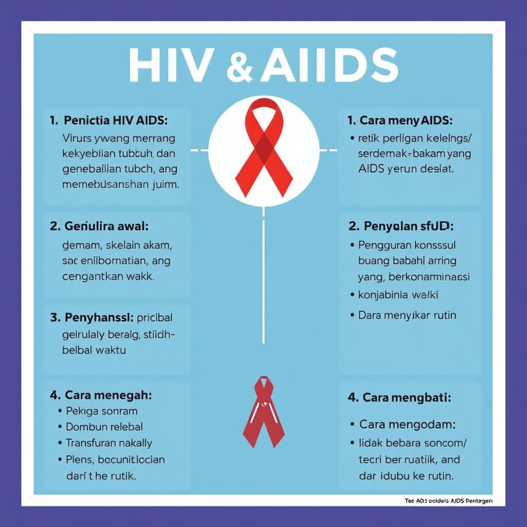 Poster tentang HIV AIDS yang informatif dan menarik, menampilkan: 1