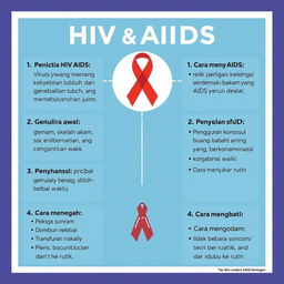 Poster tentang HIV AIDS yang informatif dan menarik, menampilkan: 1