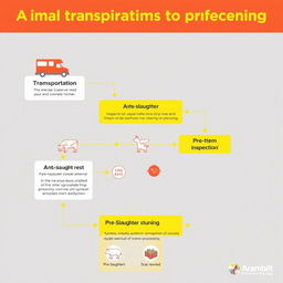 A detailed and informative flow chart illustrating the process of animal transportation to processing