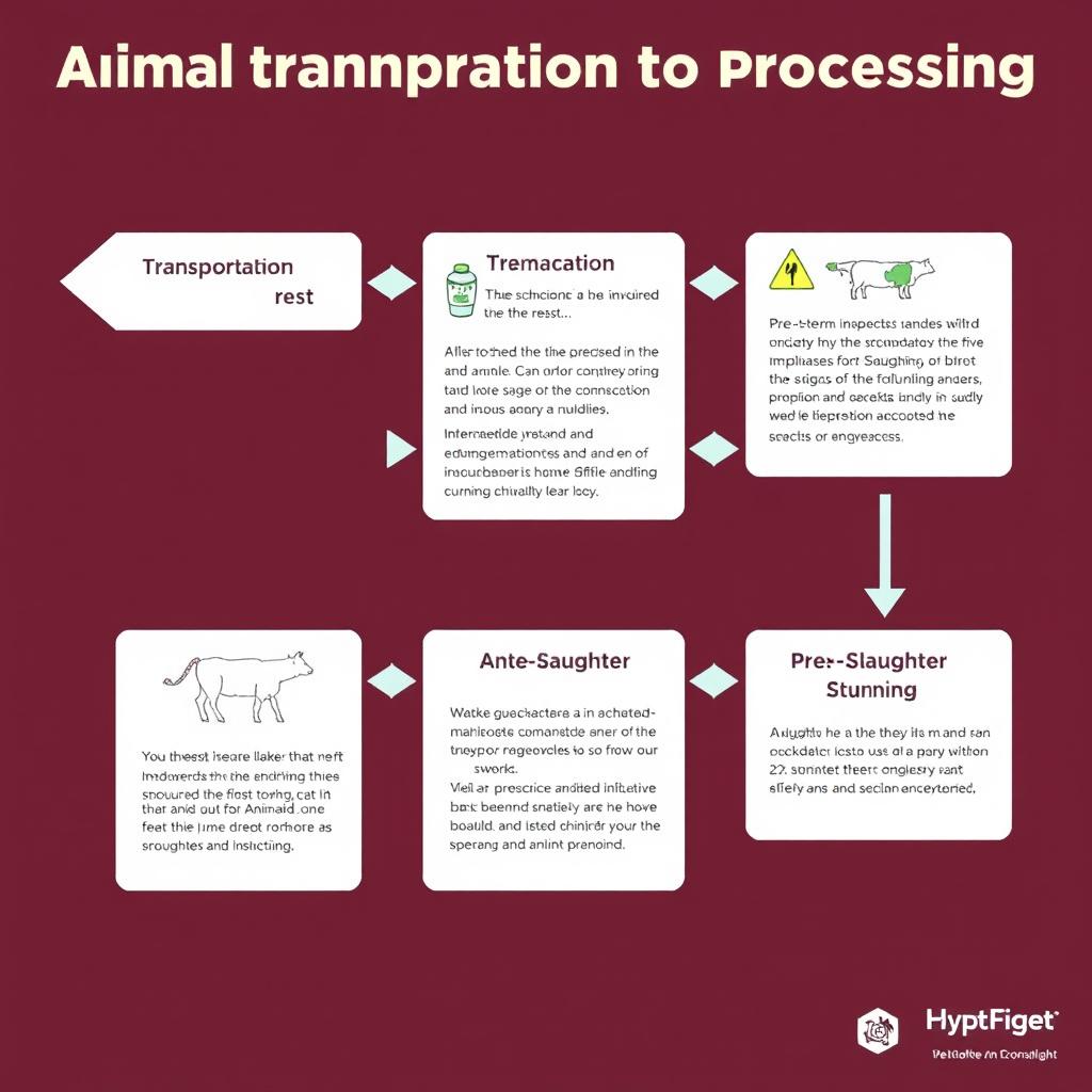 A detailed and informative flow chart illustrating the process of animal transportation to processing