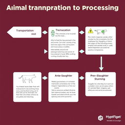 A detailed and informative flow chart illustrating the process of animal transportation to processing
