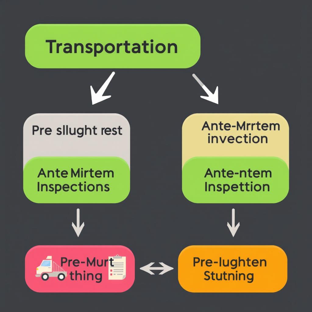 A flowchart diagram illustrating the process of animal transportation to slaughter