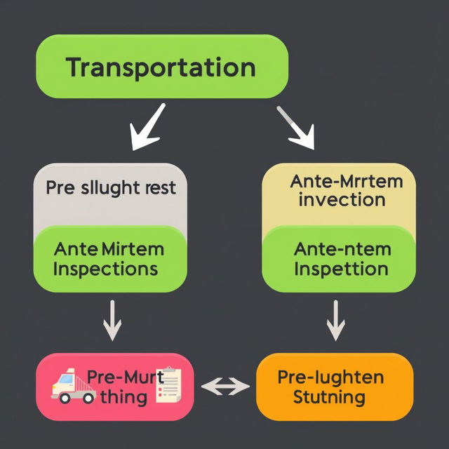 A flowchart diagram illustrating the process of animal transportation to slaughter