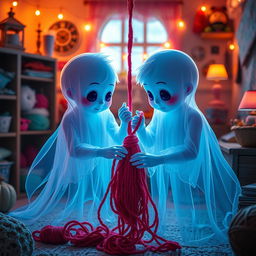 A thematic representation depicting the enchanting allure of ghostly figures within a whimsical setting