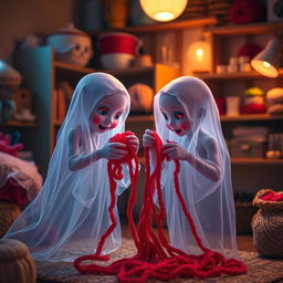 A thematic representation depicting the enchanting allure of ghostly figures within a whimsical setting