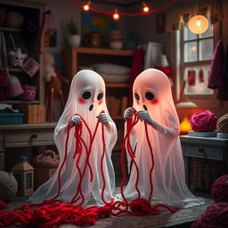 A thematic representation depicting the enchanting allure of ghostly figures within a whimsical setting
