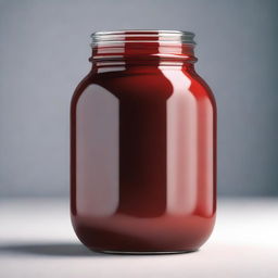 A hyper-realistic image displaying a jar filled with red blood