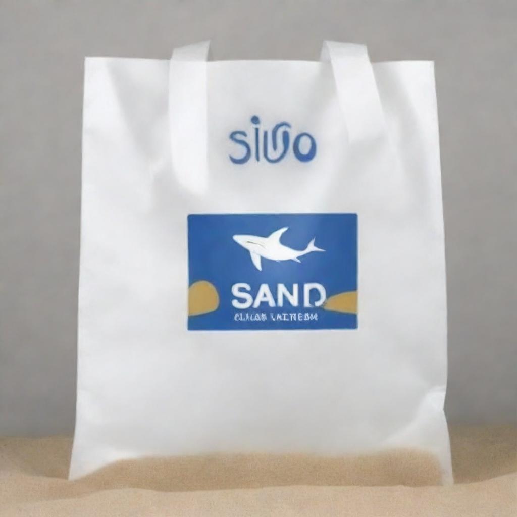 This high-definition illustration showcases a custom-designed, heavy-duty plastic bag emblazoned with the 'SIO-SAND' logo