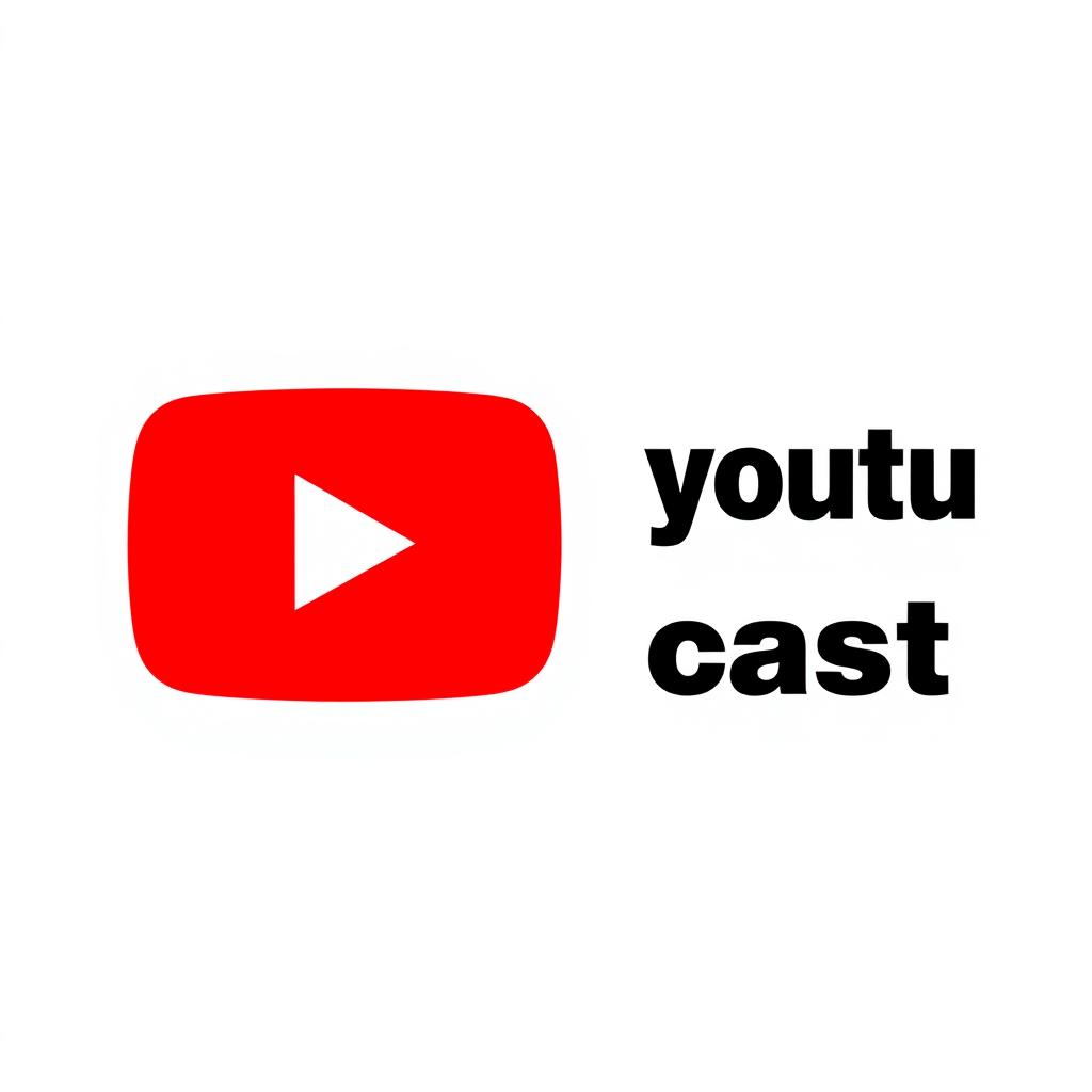 A logo design inspired by the YouTube logo, featuring a stylized play button icon integrated into the design