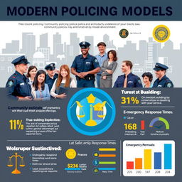 A visually engaging poster focusing on the theme of modern policing models in urban environments