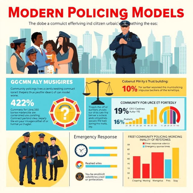 A visually engaging poster focusing on the theme of modern policing models in urban environments