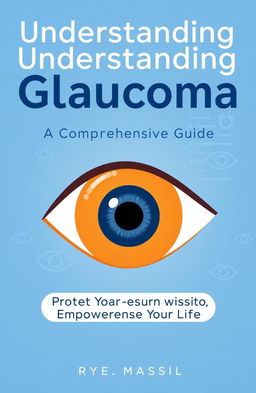 A visually appealing cover design for a book about glaucoma, featuring a stylized eye illustration that emphasizes the condition