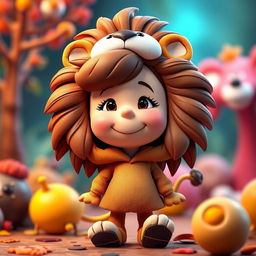 A female cartoon character from Peanuts dressed in a female lion costume featuring a beautiful mane