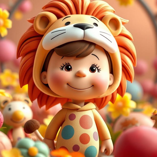 A female cartoon character from Peanuts dressed in a female lion costume featuring a beautiful mane