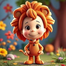 A female cartoon character from Peanuts dressed in a female lion costume featuring a beautiful mane
