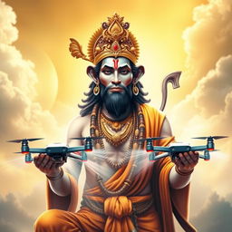 A spiritual representation of Lord Hanuman, depicted with a monkey face, long tail, and strong physique