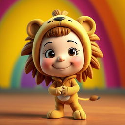 A female cartoon character from Peanuts dressed in a lion costume featuring a prominent mane and ears
