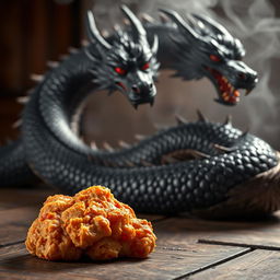 A delicious piece of KFC fried chicken, perfectly crispy and golden brown, placed on a rustic wooden table
