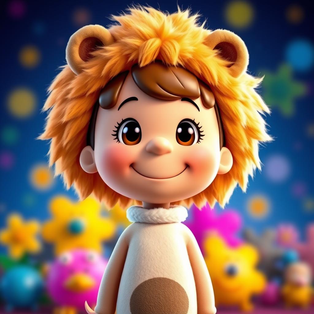 A female cartoon character from Peanuts dressed in a lion costume that includes a fluffy mane and distinctive ears