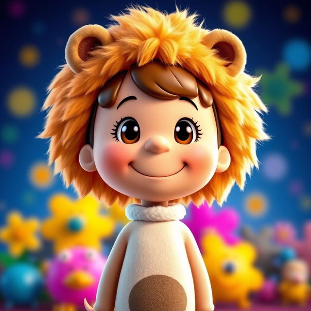 A female cartoon character from Peanuts dressed in a lion costume that includes a fluffy mane and distinctive ears