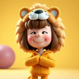 A female cartoon character from Peanuts wearing a lion costume that includes a fluffy mane and distinctive ears