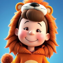 A female cartoon character from Peanuts wearing a lion costume that includes a fluffy mane and distinctive ears