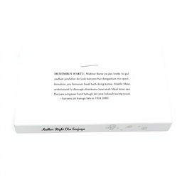 The back cover design for the book 'Menembus Waktu' by Rizki Eka Sanjaya, featuring a clean white background