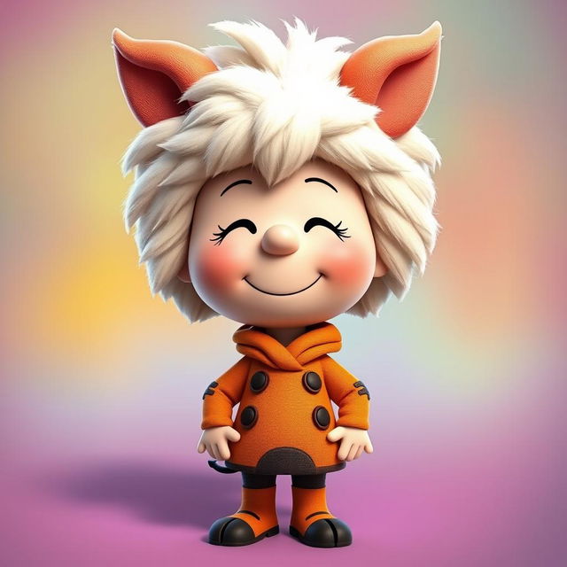 A female cartoon character from Peanuts dressed as Pumbaa, the beloved wild boar from The Lion King