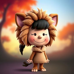 A female cartoon character from Peanuts dressed as Pumbaa, the beloved wild boar from The Lion King