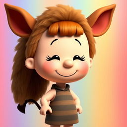 A female cartoon character from Peanuts dressed as Pumbaa, the beloved wild boar from The Lion King