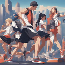 A high-quality anime style digital art piece advertising Nike