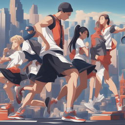 A high-quality anime style digital art piece advertising Nike