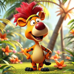 A cartoon character from Peanuts styled as Pumbaa from The Lion King, wearing a distinctive headpiece that mimics Pumbaa's features
