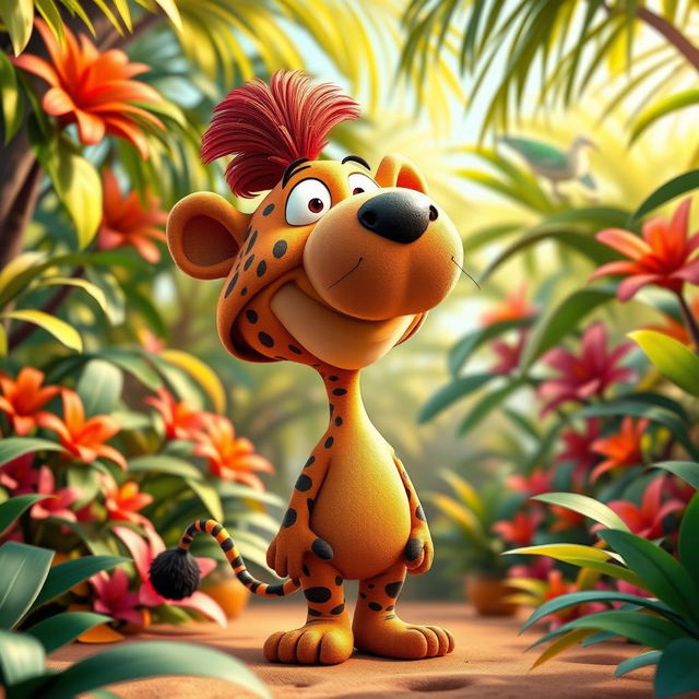 A cartoon character from Peanuts styled as Pumbaa from The Lion King, wearing a distinctive headpiece that mimics Pumbaa's features