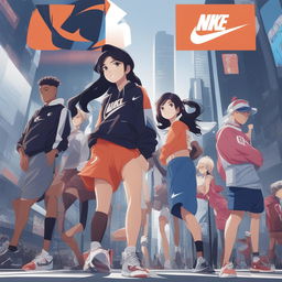 A high-quality anime style digital art piece advertising Nike