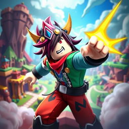 A vibrant and dynamic portrait of a Suiryu character from Roblox, depicted in action, showcasing the game's distinctive art style