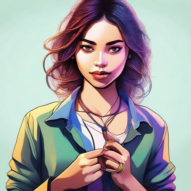 A digital art image of a stylish young woman