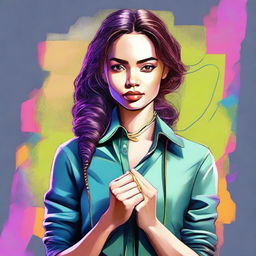 A digital art image of a stylish young woman