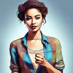 A digital art image of a stylish young woman