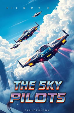 A captivating book cover for a science fiction novel titled 'The Sky Pilots'